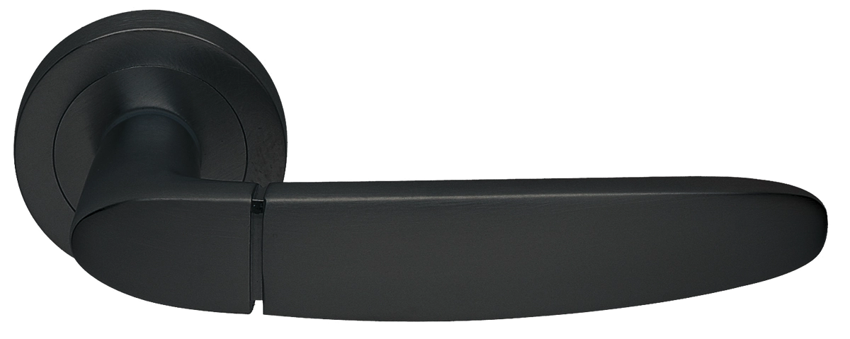 Ручка дверная SAIL R2 NERO раздельная на круглой розетке, цвет черный, латунь фото купить Челябинск