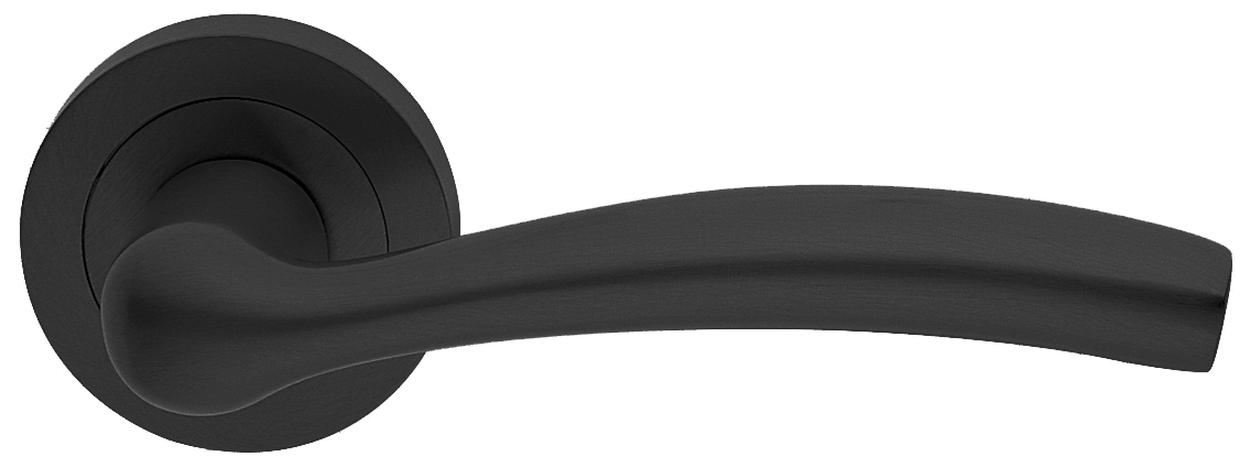 Ручка дверная VENERA R2 NERO раздельная на круглой розетке, цвет черный, латунь фото купить Челябинск