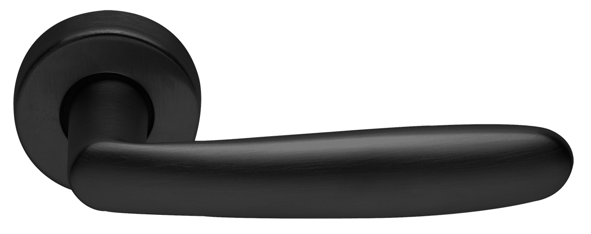 Ручка дверная IMOLA R2 NERO раздельная на круглой розетке, цвет черный, латунь фото купить Челябинск