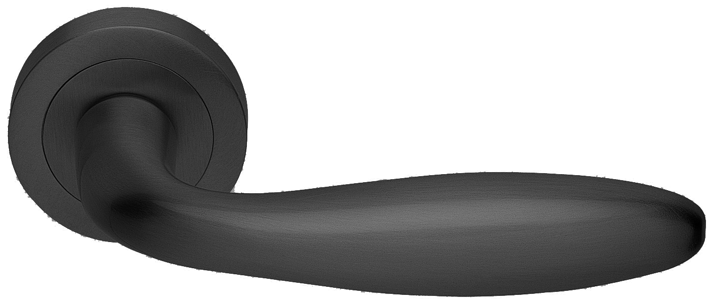 Ручка дверная AIR R2 NERO раздельная на круглой розетке, цвет черный, латунь фото купить Челябинск