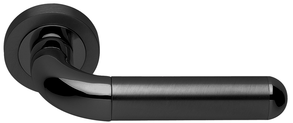 Ручка дверная GAVANA R2 NERO раздельная на круглой розетке, цвет черный, латунь фото купить Челябинск