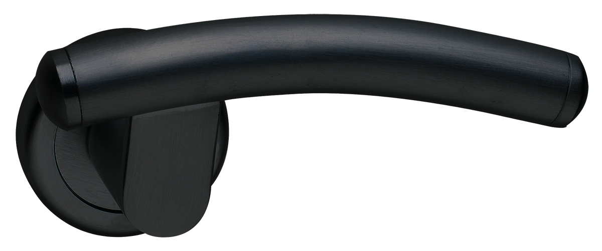 Ручка дверная LUNA R4 NERO раздельная на круглой розетке, цвет черный, латунь фото купить Челябинск