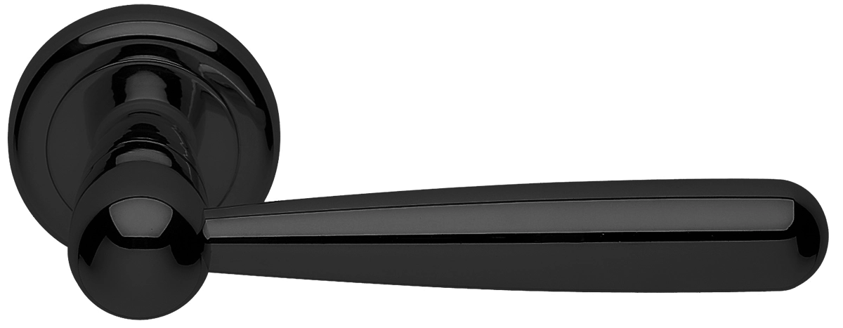 Ручка дверная PINOKKIO R4 NERO раздельная на круглой розетке, цвет - черный фото купить Челябинск