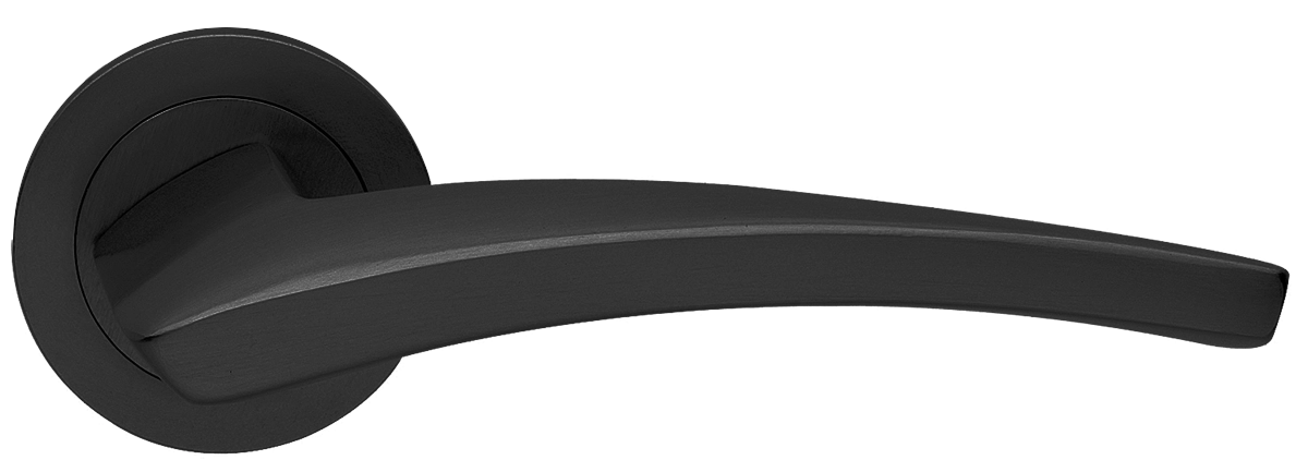 Ручка дверная WIND R2 NERO раздельная на круглой розетке, цвет черный, латунь фото купить в Челябинске