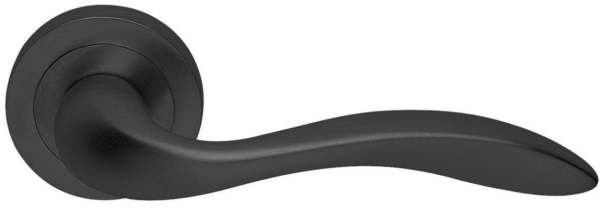 Ручка дверная LEON R2 NERO раздельная на круглой розетке, цвет черный, латунь фото купить в Челябинске