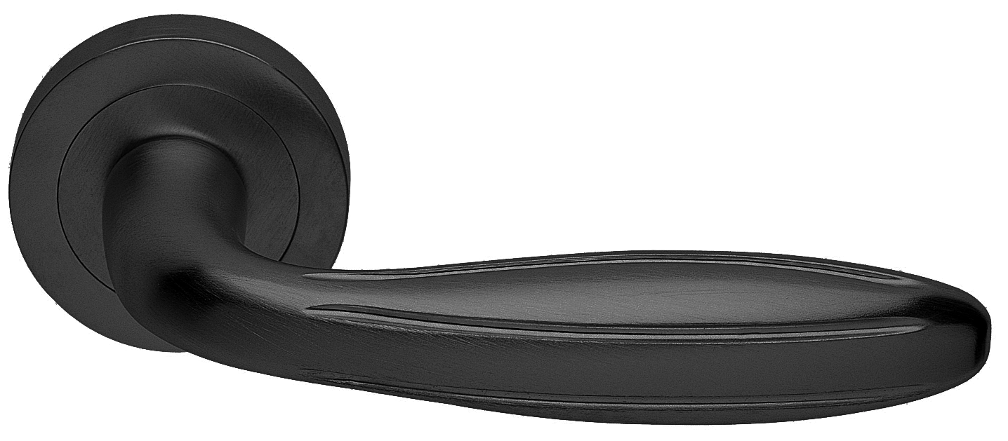 Ручка дверная BUD R2 NERO раздельная на круглой розетке, цвет черный, латунь фото купить в Челябинске