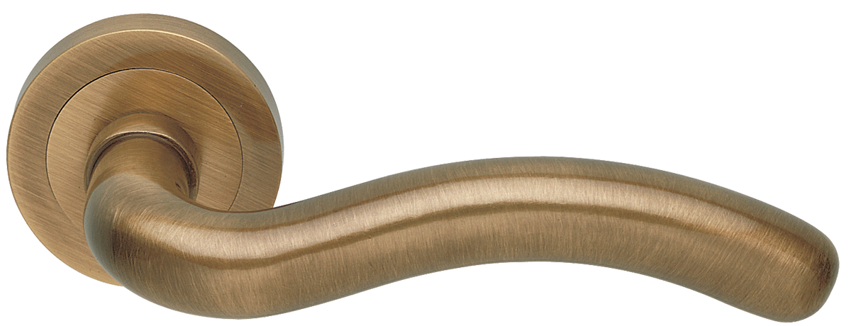 Ручка дверная SNAKE R2 BGO раздельная на круглой розетке, цвет матовая бронза, латунь фото купить в Челябинске