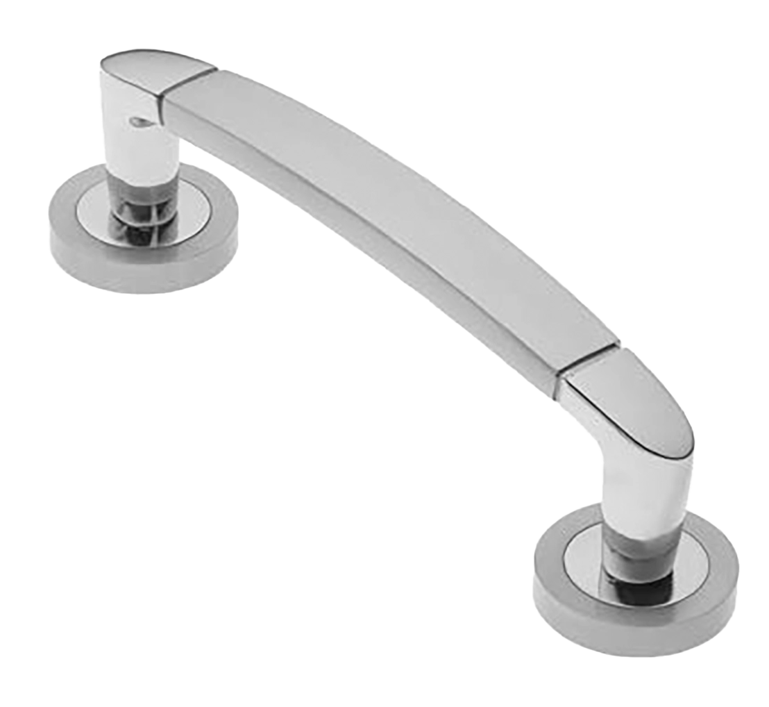 Ручка-скоба дверная SAIL PH CSA/CRO на круглой розетке, цвет матовый хром/хром, латунь фото купить в Челябинске