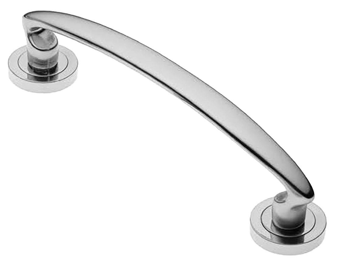 Ручка-скоба дверная FLAMINGO PH CRO на круглой розетке, цвет хром, латунь фото купить в Челябинске