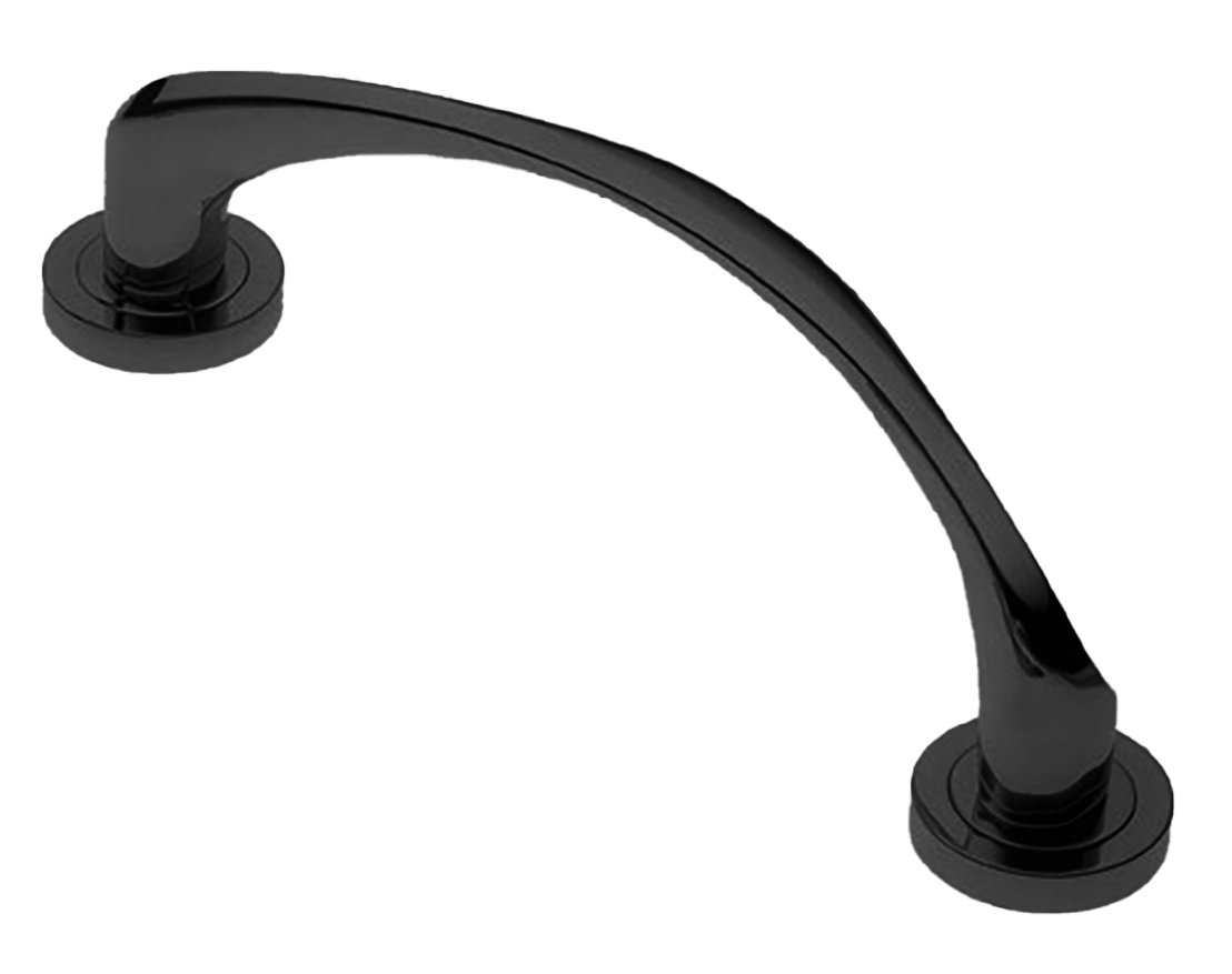 Ручка-скоба дверная COBRA PH NERO на круглой розетке, цвет черный, латунь фото купить в Челябинске