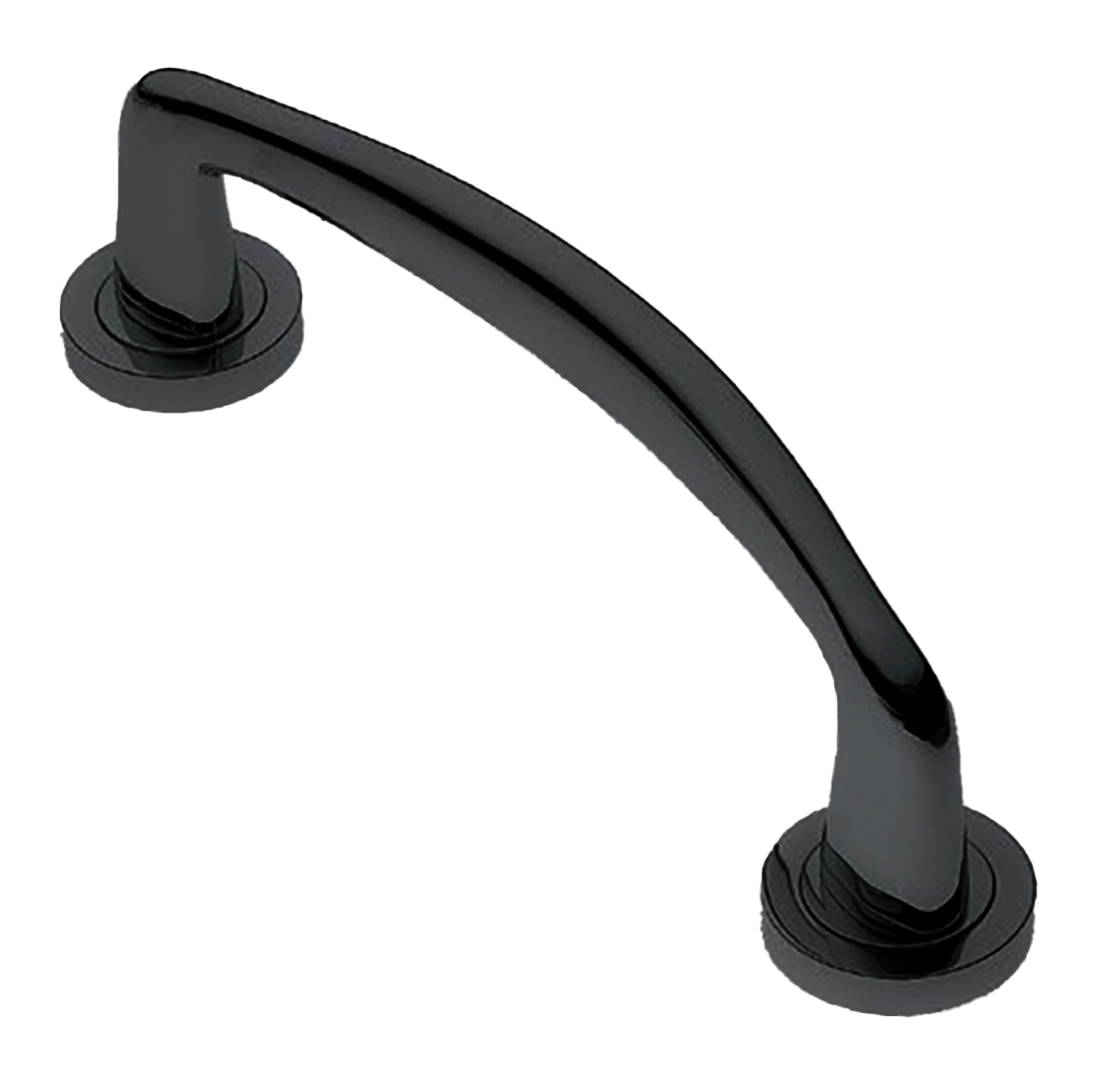 Ручка-скоба дверная COCKATOO PH NERO на круглой розетке, цвет черный, латунь фото купить в Челябинске