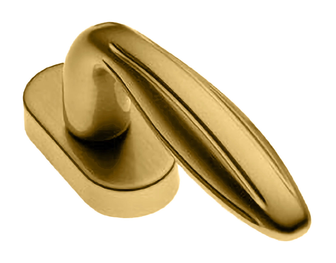 Ручка оконная BUD W1 OSA на прямоугольной розетке, цвет матовое золото, латунь фото купить в Челябинске