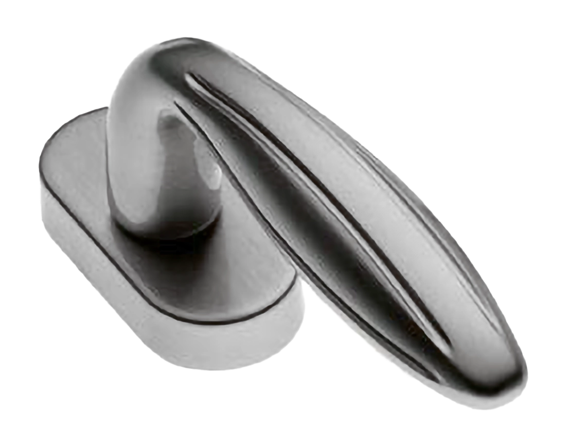 Ручка оконная BUD W1 CSA на прямоугольной розетке, цвет матовый хром, латунь фото купить в Челябинске