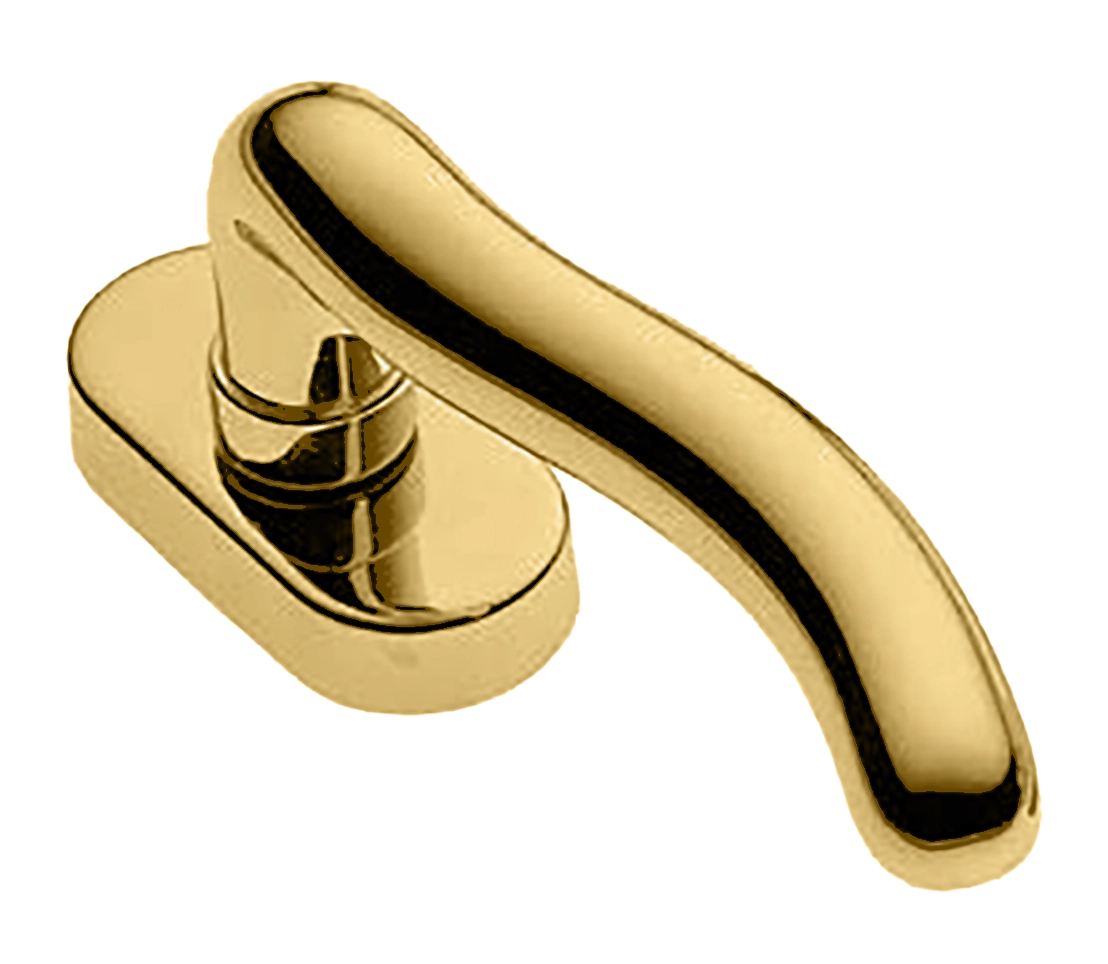 Ручка оконная SNAKE W1 OTL на прямоугольной розетке, цвет золото, латунь фото купить в Челябинске