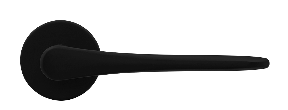 Ручка дверная AULA R5 NERO-ST на круглой розетке, цвет черный soft-touch, ЦАМ фото купить в Челябинске