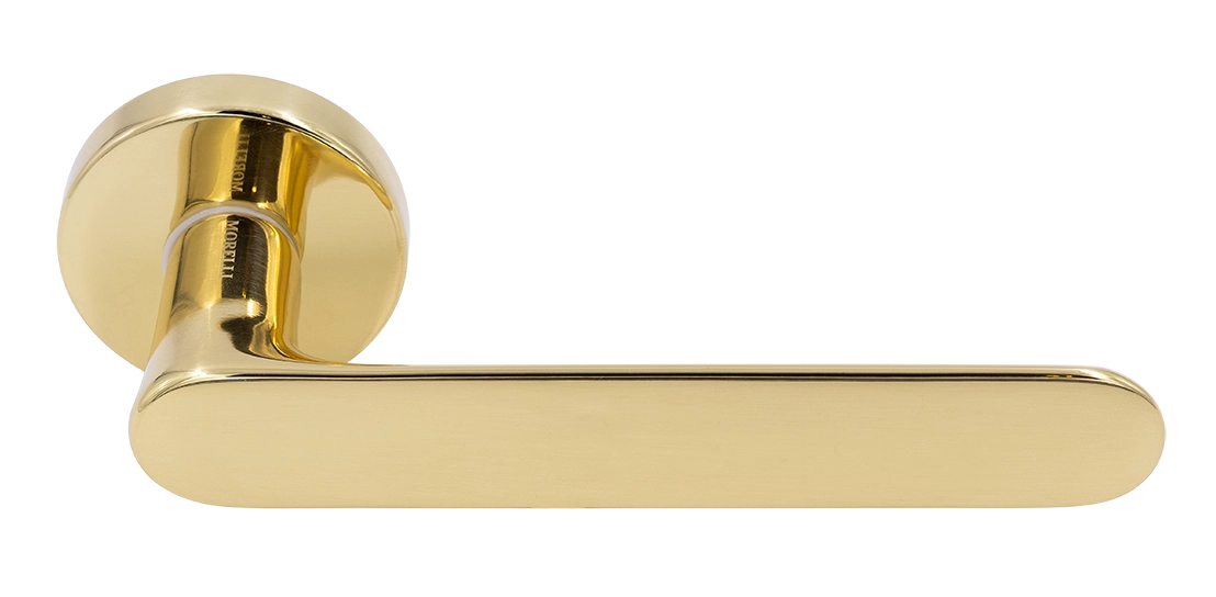 Ручка дверная LE BOAT R5 OTL раздельная на круглой розетке, цвет золото, латунь фото купить Челябинск