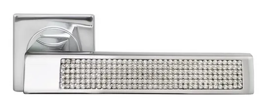 Ручка дверная DOLCE VITA S1 CRO раздельная на квадратной розетке, цвет хром, латунь фото купить Челябинск