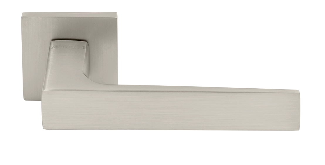 Ручка дверная MIRA  MH-54-S6 MSN раздельная на квадратной розетке, цвет матовый сатинированный никель, ЦАМ фото купить Челябинск