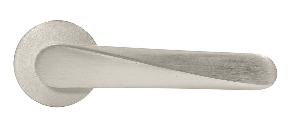 Ручка дверная CAYAN MH-58-R6 MSN раздельная на круглой розетке 6 мм, цвет матовый сатинированный никель, ЦАМ фото купить в Челябинске