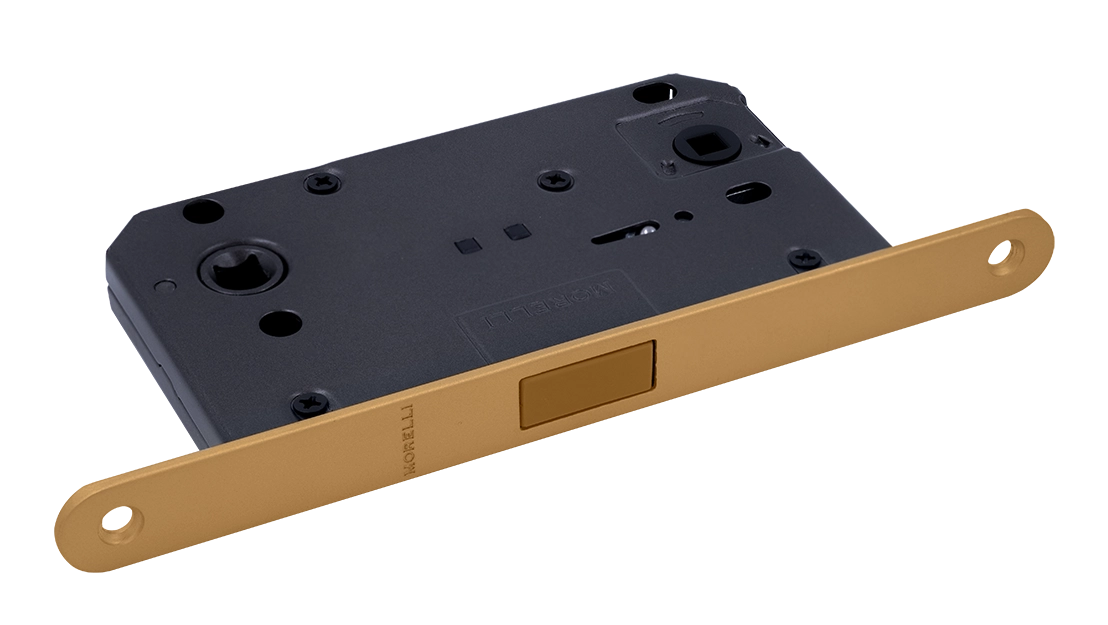 Защелка межкомнатная M1895 FTG с ответной планкой, магнитная сантехническая, цвет матовое итальянское золото фото купить Челябинск