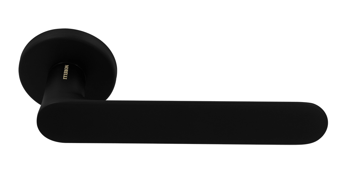 Ручка дверная LE BOAT R5 NERO-ST раздельная на круглой розетке, цвет черный soft-touch, латунь фото купить Челябинск