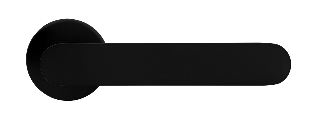 Ручка дверная LE BOAT R5 NERO-ST раздельная на круглой розетке, цвет черный soft-touch, латунь фото купить в Челябинске