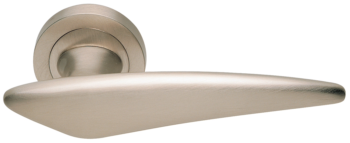 Ручка дверная BOLID R2 NIS раздельная на круглой розетке, цвет матовый никель, латунь фото купить Челябинск