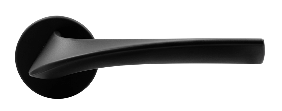 Ручка дверная COMETA R5 NERO-ST на круглой розетке цвет черный soft-touch, ЦАМ фото купить в Челябинске