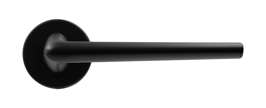 Ручка дверная THE FORCE R5 NERO-ST на круглой розетке, цвет черный soft-touch, ЦАМ фото купить в Челябинске