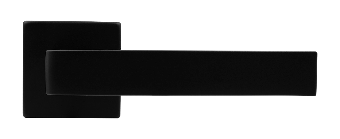 Ручка дверная HORIZONT S5 NERO-ST на квадратной розетке, цвет черный soft-touch, ЦАМ фото купить в Челябинске