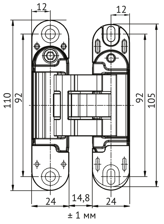 Петля скрытая HH-28 SC врезная с 3D-регулировкой вес полотна до 40 кг, цвет матовый хром фото купить в Челябинске