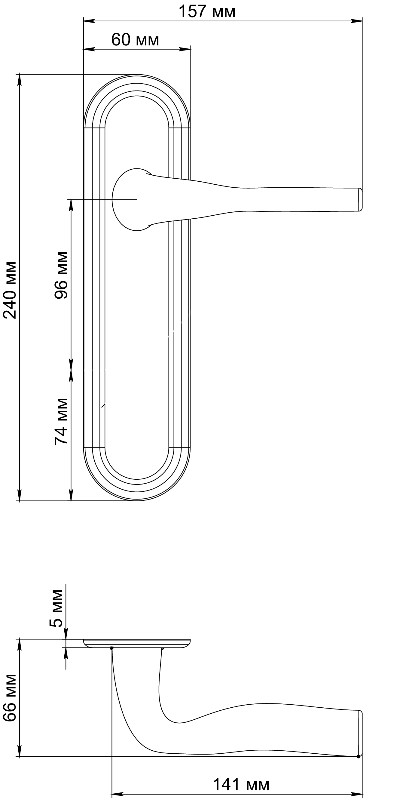 Ручка дверная LVB PLR SST на планке, цвет Летняя гроза/Summer Storm фото фурнитура Челябинск