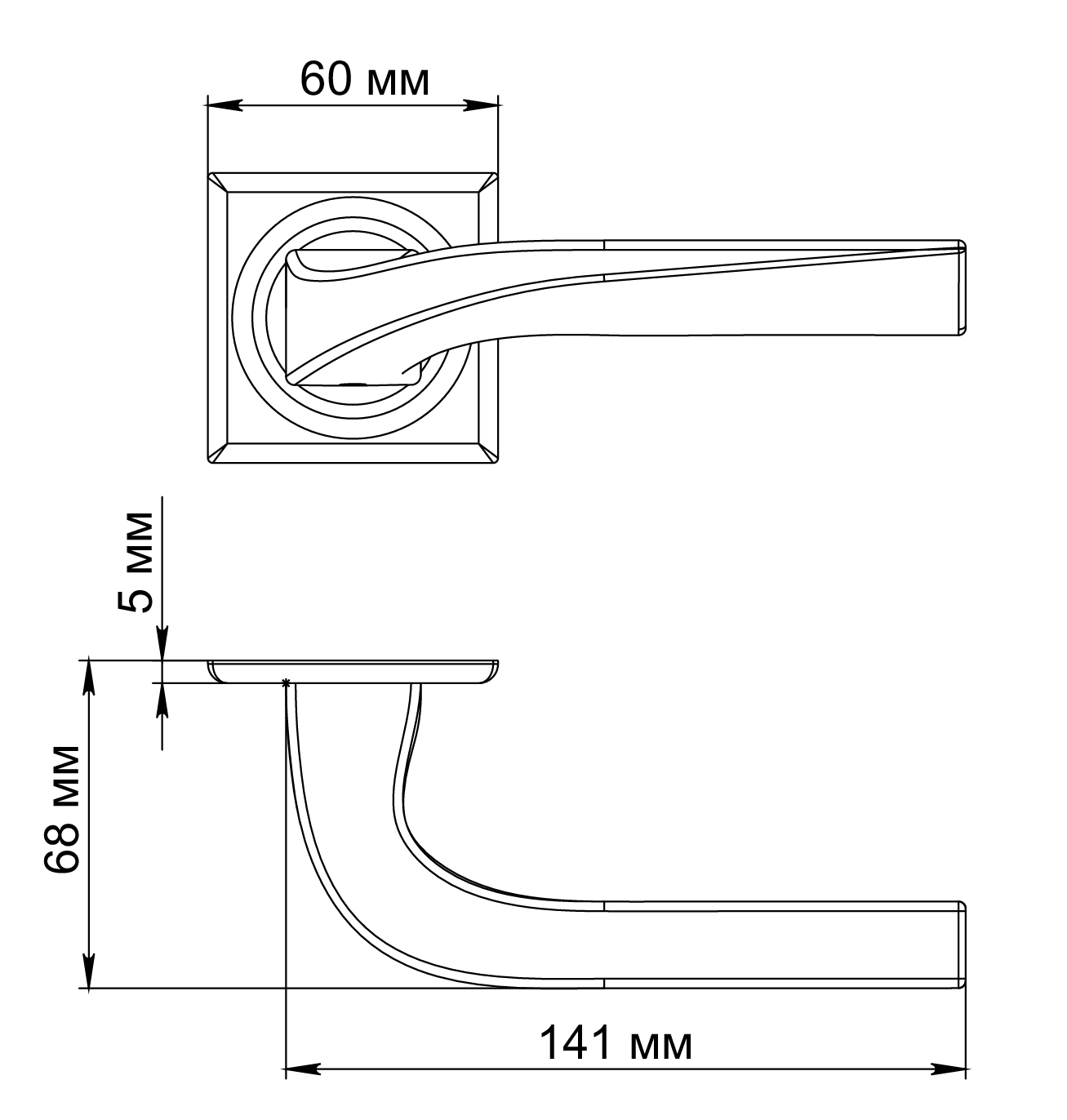 Ручка дверная WD CONCERT HALL S7 SST на квадратной розетке, цвет Летняя гроза/Summer Storm фото фурнитура Челябинск