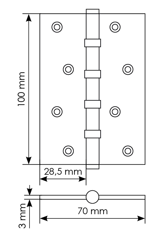 Петля карточная универсальная MBU 100X70X3-4BB COF латунь,врезная,цвет кофе фото купить в Челябинске