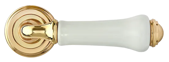UMBERTO, ручка дверная MH-41-CLASSIC PG/W, цвет - золото/белый фото купить в Челябинске