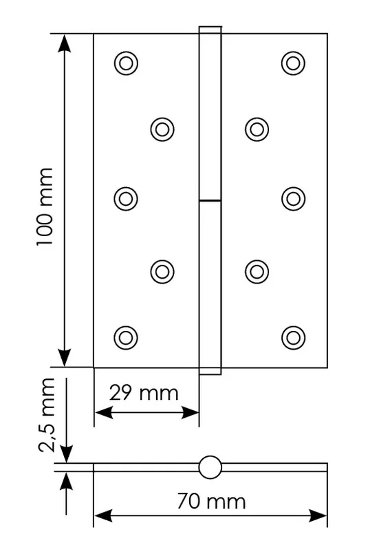 Петля универсальная разъемная MSD 100X70X2.5 AB L стальная левая, врезная, цвет бронза фото купить в Челябинске