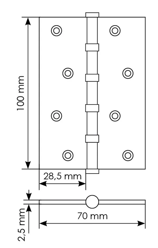 Петля универсальная карточная MS 100X70X2.5-4BB W стальная, врезная, цвет белый, сталь фото купить в Челябинске