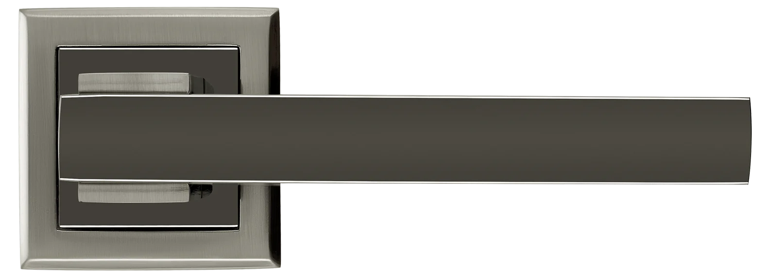 PIQUADRO, ручка дверная MH-37 SN/BN-S, на квадратной накладке, цвет - бел. никель/черн. никель фото купить в Челябинске