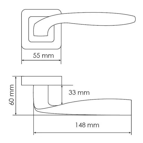 Ручка дверная SHELL MH-45 GR/CP-S55 раздельная на квадратной розетке, цвет графит/хром, ЦАМ Light фото купить в Челябинске