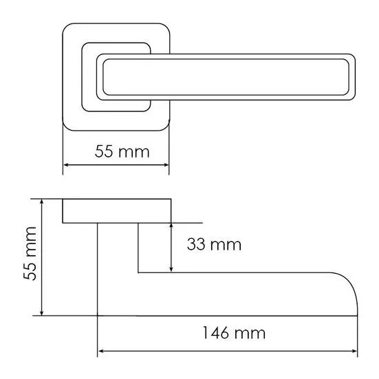 Ручка дверная FLEX MH-44 GR/CP-S55 раздельная на квадратном основании, цвет графит/хром, ЦАМ Light фото купить в Челябинске