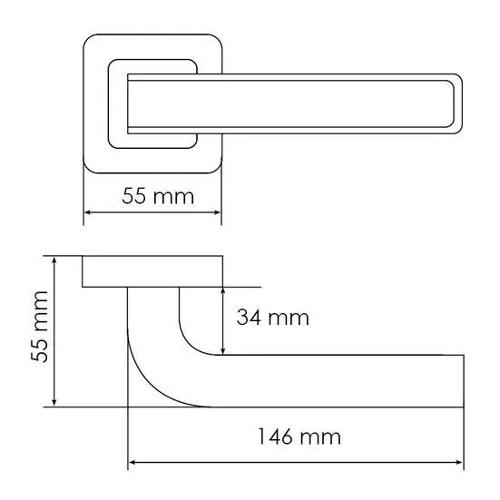 Ручка дверная EON MH-46 GR/CP-S55 раздельная на квадратной розетке, цвет графит/хром, ЦАМ Light фото фурнитура Челябинск