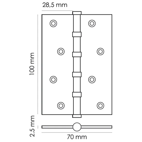 Петля карточная универсальная MS 100X70X2.5-4BB BL, врезная, цвет черный, сталь фото купить в Челябинске