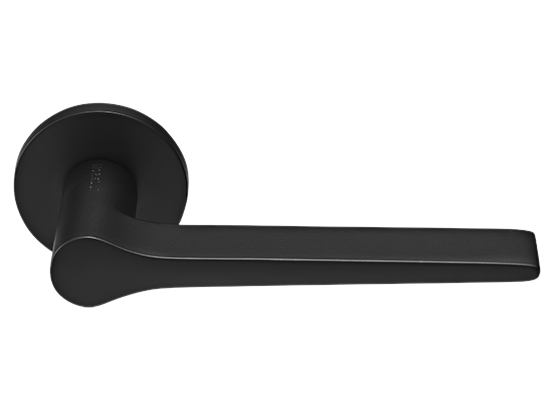 LAND ручка дверная  на круглой розетке 6 мм, MH-60-R6 BL, цвет - чёрный фото купить Челябинск